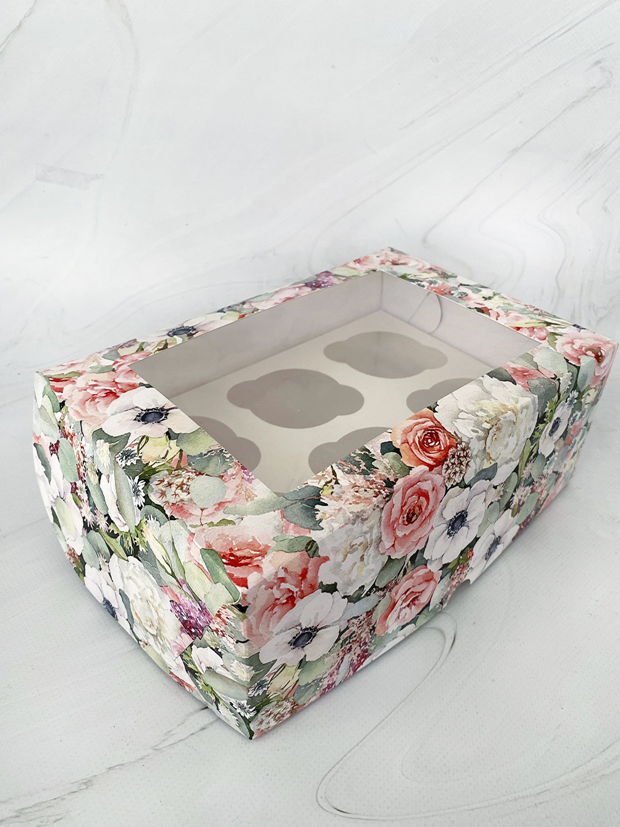 Упаковка под 6 капкейков с окном "Цветочки" — изображение 2